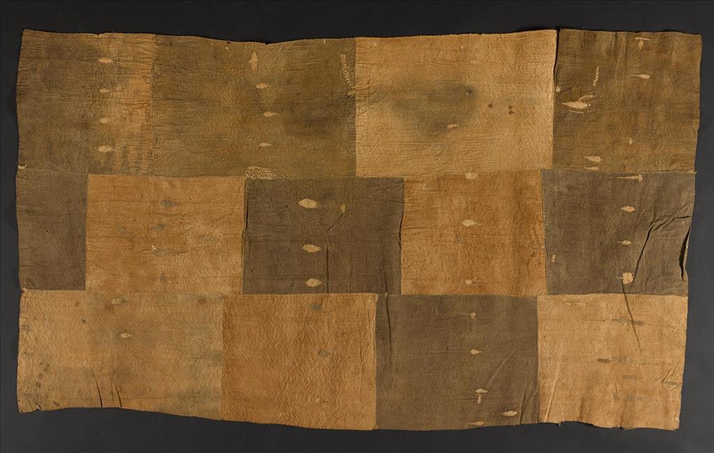 Length of barkcloth constructed from smaller pieces stitched together with raffia thread: Africa, Southern Africa, Zambia, Awemba Country, late 19th century.