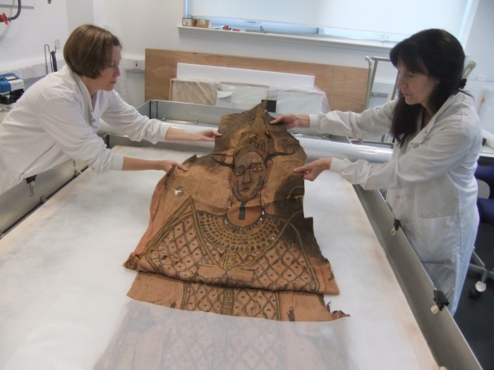 The shroud is unfolded. Copyright National Museums Scotland (6).JPG