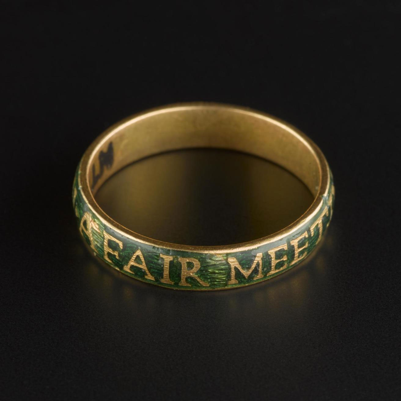 Gold ring of the Order of the Knights of Toboso, a Jacobite fraternity, inscribed with their motto, 'A Fair Meeting On The Green'.
