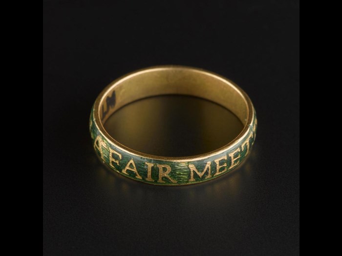 Gold ring of the Order of the Knights of Toboso, a Jacobite fraternity, inscribed with their motto, 'A Fair Meeting On The Green'.