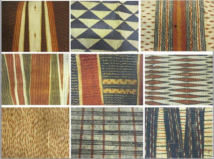 Samples of barkcloths with different patterns