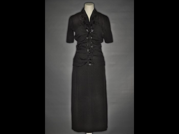 Woman's skirt and jacket designed by Elsa Schiaparelli, late 1930s-1950s. You can see this hat in the Fashion and Style gallery at the National Museum of Scotland.