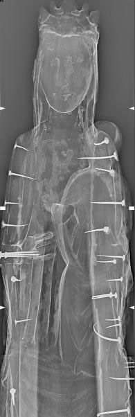 The xradiograph of the sculpture shows the nails used in its construction.