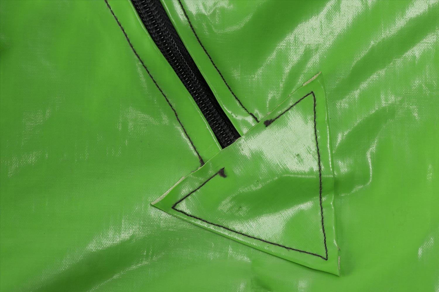 Detail of PVC jumpsuit owned by Eugene Reynolds of the Rezillos.