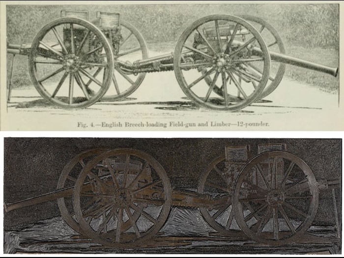English breech-loading field-gun and limber-12-pounder, from Second Edition, volume 2, page 715, 1888.