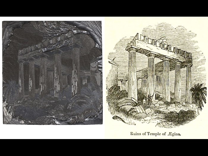 Above: Ruins of Temple of Aegina, from First Edition, volume 1, page 53, 1860. An example of the architecture category.