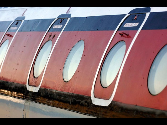 Round windows on the Comet 4C at East Fortune Airfield.