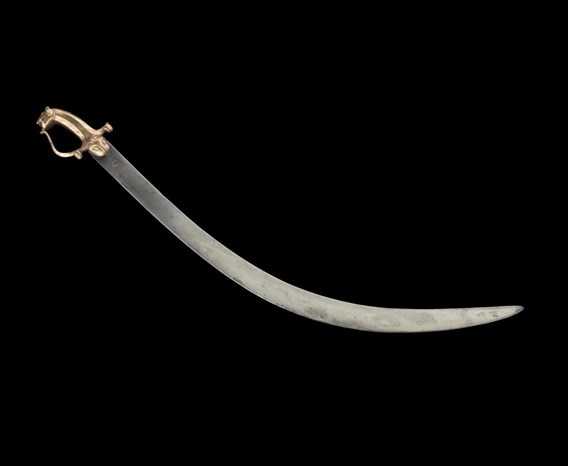 A sword with a long curved blade. 