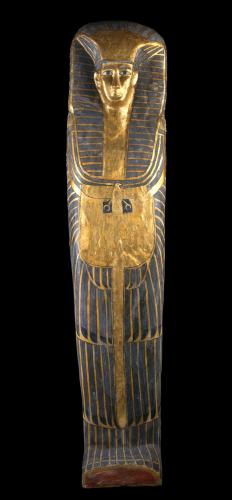 Lid of a tall and elegant rishi-style coffin of an unknown woman, probably a member of the royal family at Thebes  : Ancient Egyptian, Upper Egypt, Thebes, Sheikh Abd el-Qurna, 2nd Intermediate period, 17th Dynasty, c.1585-1545 BC.