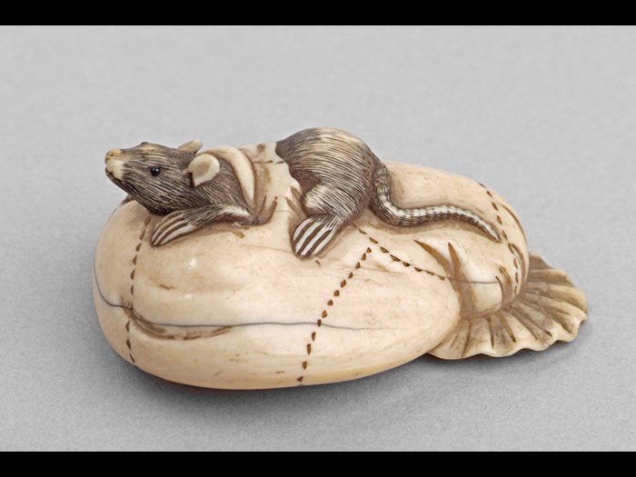Japanese Rat on a Cushion Netsuke. Meiji period, 1868-1912. Bequeathed in 1928 by Miss Ann Reid. © Aberdeen City Council (Art Gallery and Museums Collections)