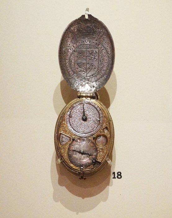 Watch thought to have been given by James to the earl of Somerset: his principal Scottish favourite at Whitehall was Robert Ker from near Jedburgh, whom James ennobled as the earl of Somerset.  Somerset was implicated in a political murder and in 1615 fell from grace.