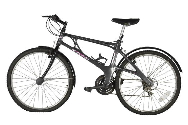 Black mountain bike made by Kirk Precision Ltd