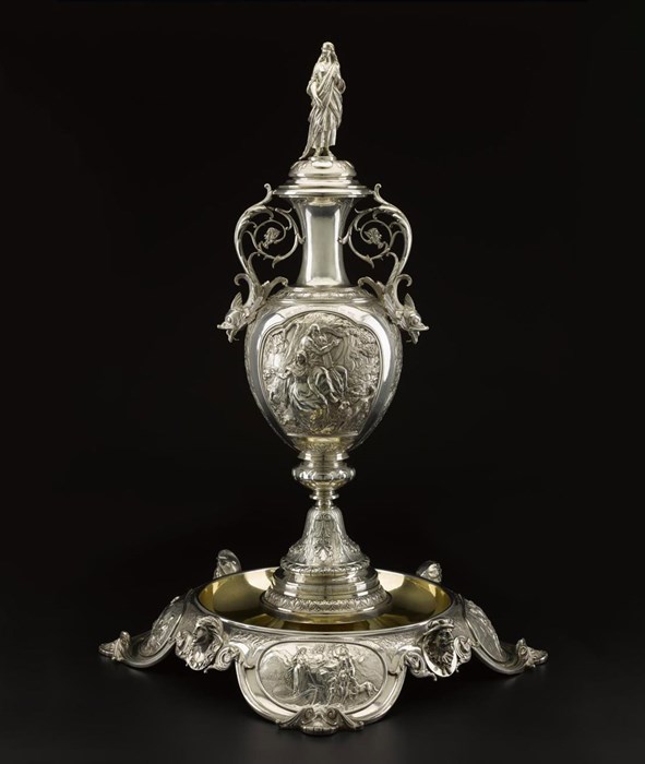This silver table centrepiece is decorated with scenes from Scott’s epic The Lady of the Lake.
