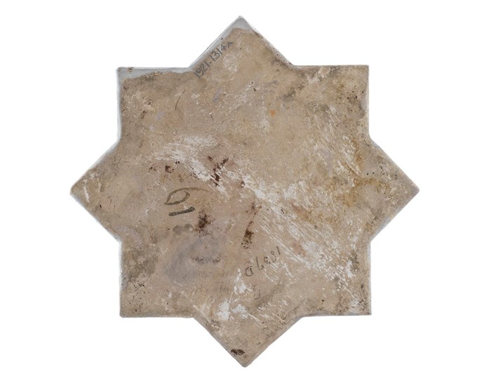 back of star tile with markings