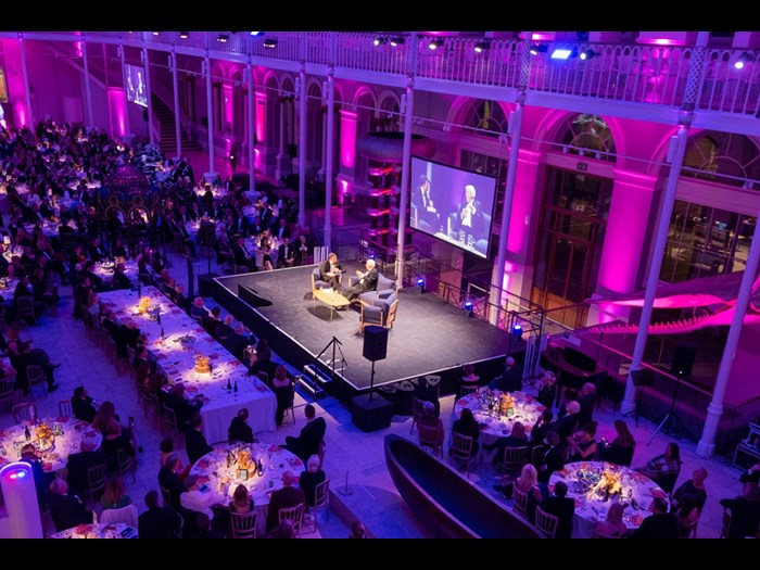 Special guest Sir David Attenborough on stage at an event in the National Museum of Scotland's Grand Gallery.