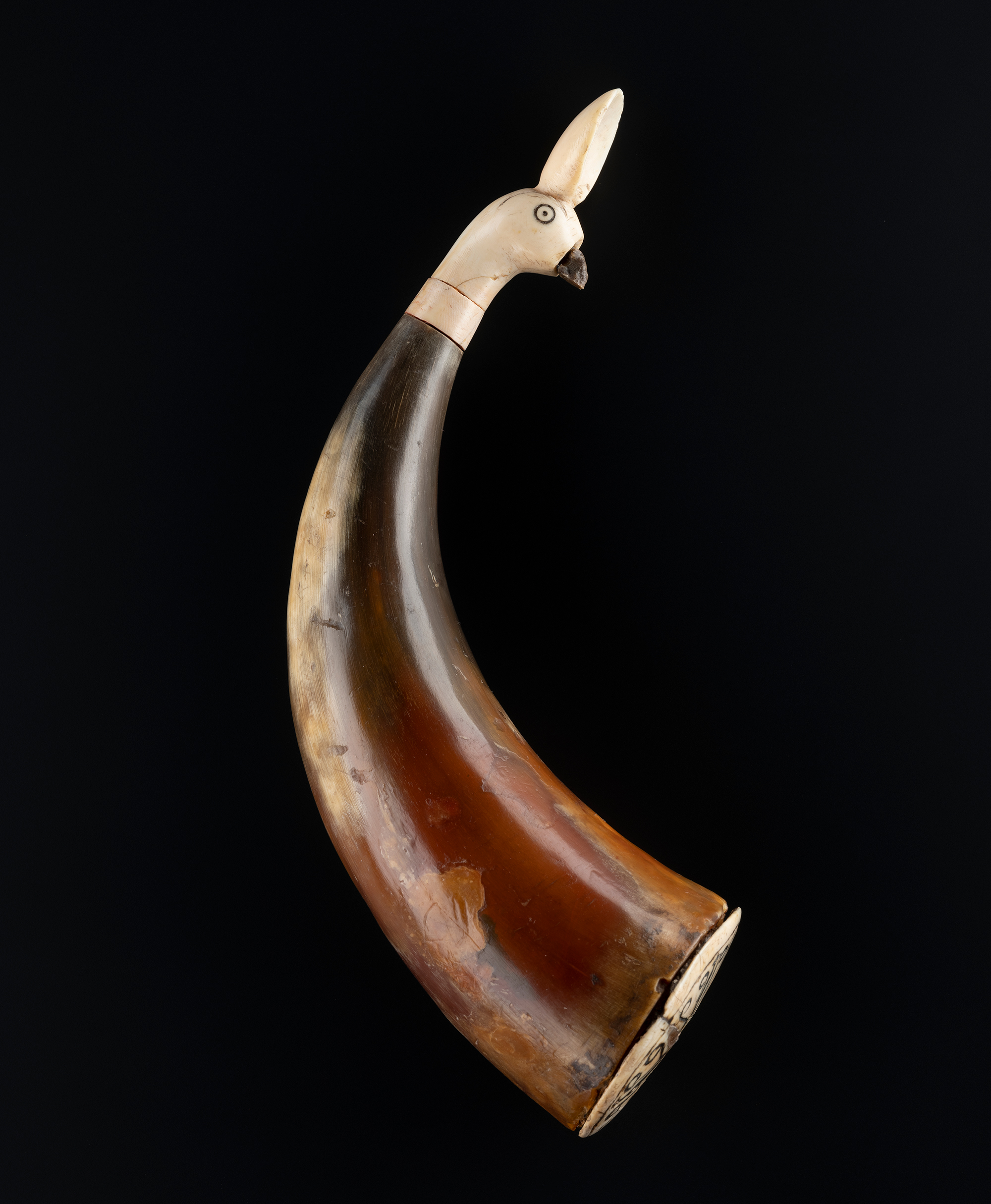 Cow horn container.