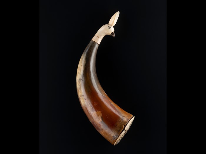Cow horn container.