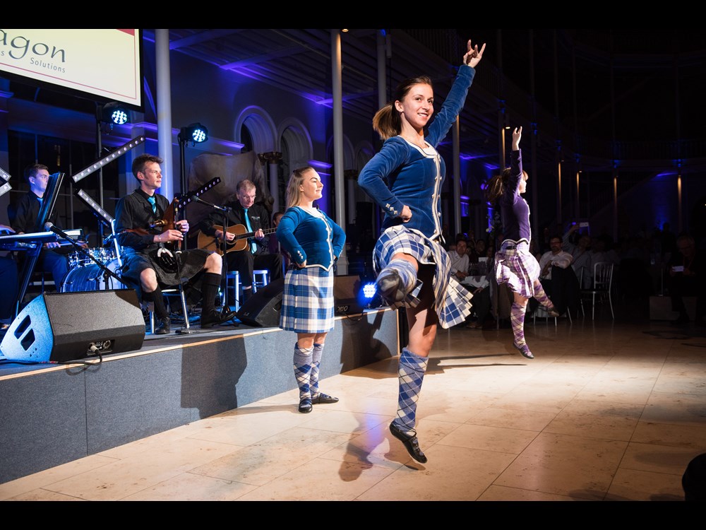 Highland dancers perform at the National Museum of Scotland