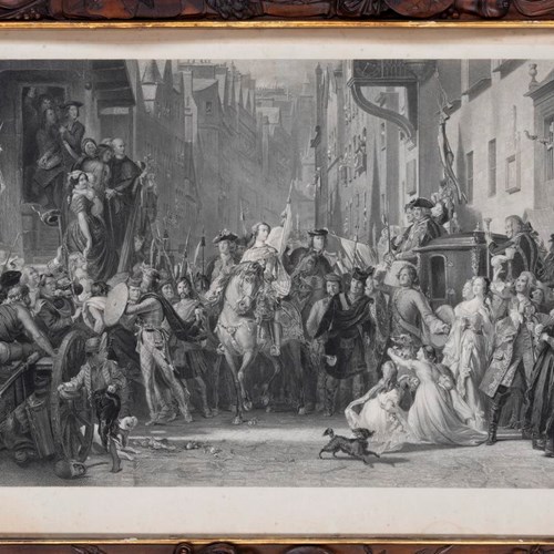 Jacobite Revival print which possibly shows the Prince Charles's entrance to Edinburgh after Prestonpans, 19th century.