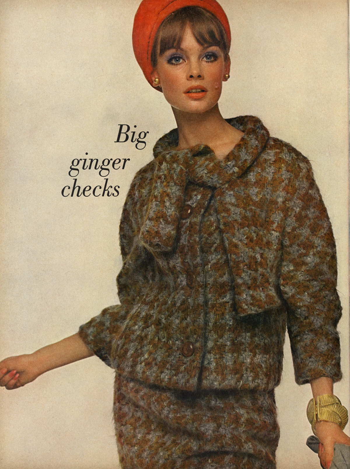 Suit by Monte-Sano & Pruzan made from Bernat Klein fabric, modelled by Jean Shrimpton, Vogue New York, September 1963. Bert Stern, Vogue, © Condé Nast