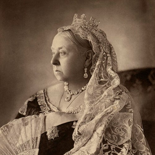 Cabinet portrait depicting Queen Victoria's Diamond Jubilee Portrait, by W. & D. Downey, London, 1897.