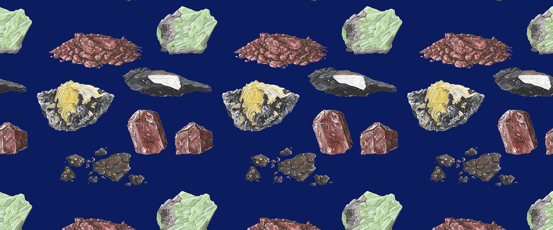 Mineral illustrations by Vojta Hýbl.