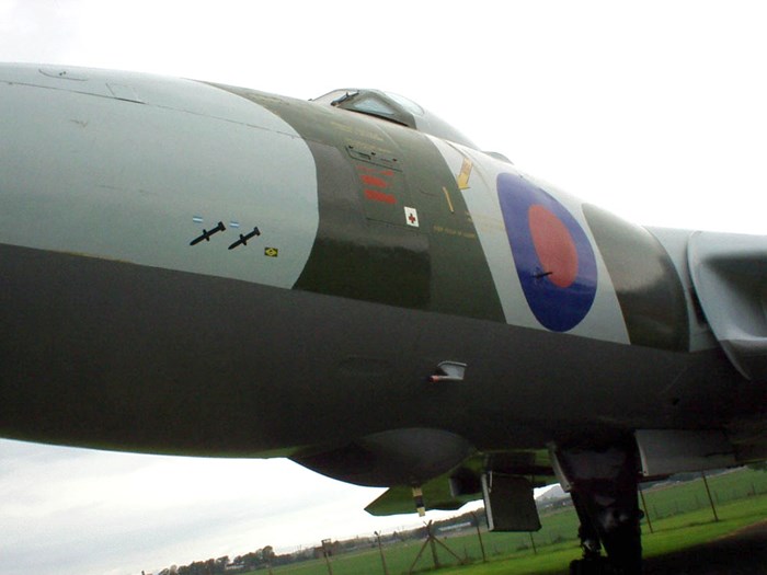 Mission markings of Avro Vulcan XM597 at National Museum of Flight, East Fortune Airfield.