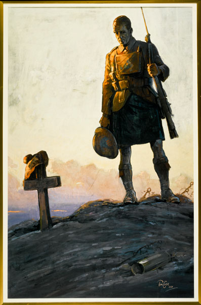 This poster by the Scottish artist Tom Curr was designed to promote fundraising for the Scottish National War Memorial, which opened in Edinburgh Castle in 1927. The location of the National War Museum, which opened in 1930, was part of the same memorial project. The painting is on display in Rewards of Industry on Level 5 of the National Museum of Scotland.
