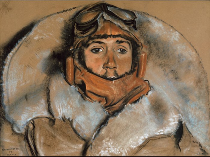 This unidentified pilot was drawn by Eric Kennington, an official war artist who went out to the Western Front in 1917. The pilot flew with the Royal Flying Corps during the First World War. On display in Tools of the Trade at the National War Museum, Edinburgh Castle.