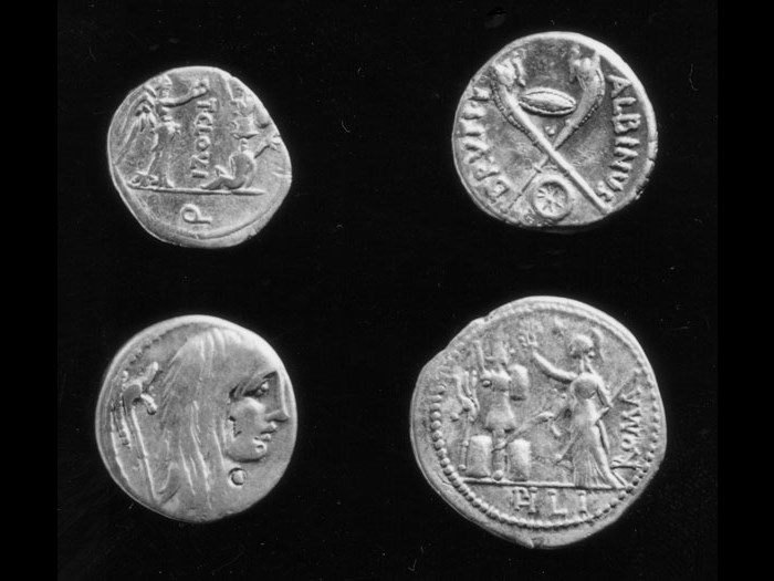 Selection of Roman Republican coins showing captured carnyces.