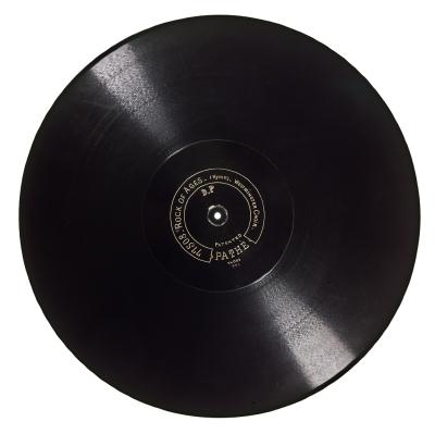 Pathé gramophone record, double-sided hill and dale, a long player, centre start marked 'Lead Kindly Light' on one side and 'Rock of Ages' on the reverse, c. 1905