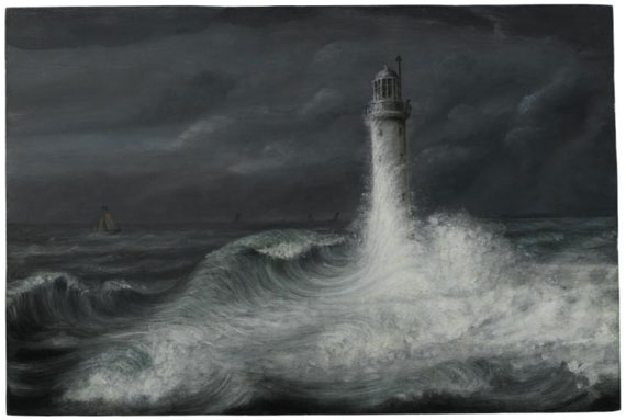 Oil painting of the Bell Rock, by A Macdonald of Arbroath in 1820: The Bell Rock is the oldest surviving rock lighthouse in the world.