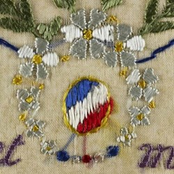 Silk embroidered postcard sent by Private William Dick to his wife in November 1915.