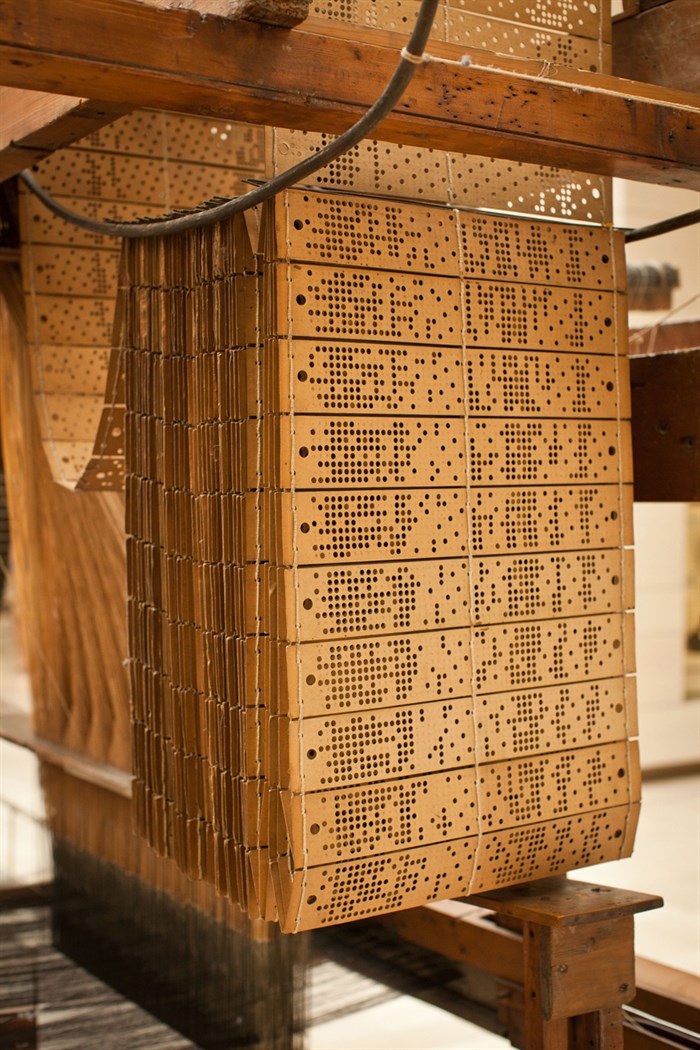 Jacquard weaving cards in the Museum of Scotland