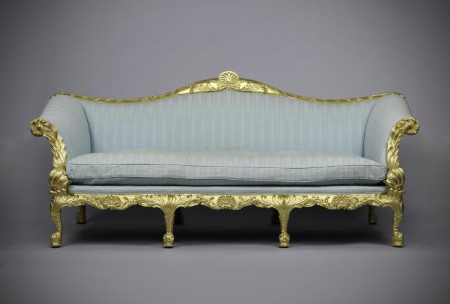 The Spencer House sofa before conservation