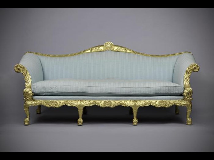 The Spencer House sofa before conservation