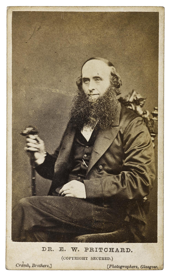 Carte-de-visite of Dr E.W. Pritchard, who was convicted of poisoning his wife and mother-in-law. He was the last person to be publicly executed in Glasgow.