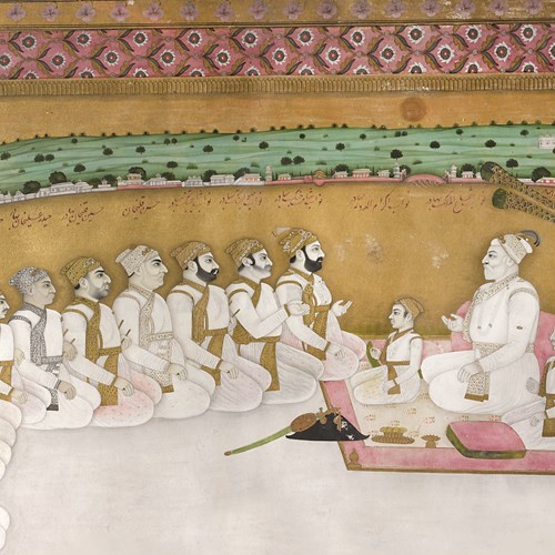 Miniature painting of the court of the Nawab of Bengal, Alivardi Khan, by a Murshidabad artist, ca. 1750.