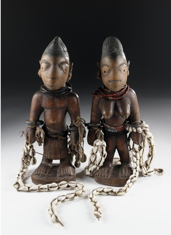 Carved wooden ere ibeji figures, Africa, West Africa, south-western Nigeria, Yoruba, late 19th or early 20th century.