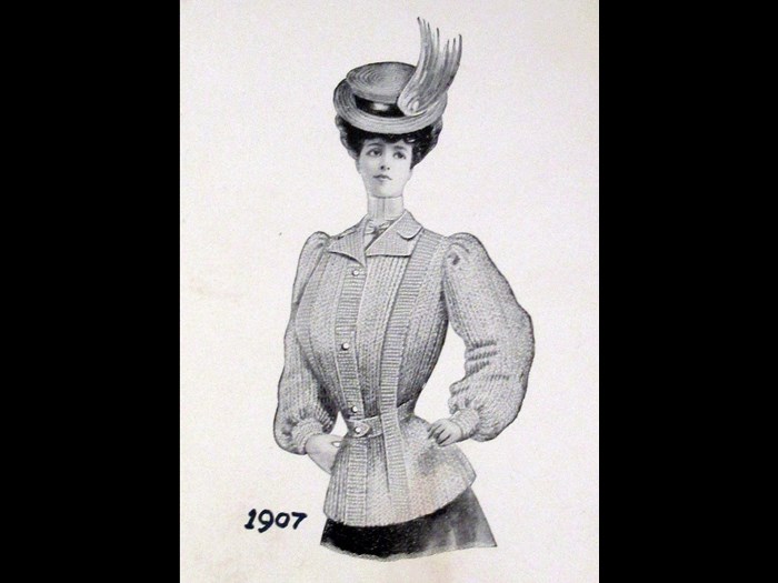 Knitted sports jacket from Pringle price list and catalogue, 1907.