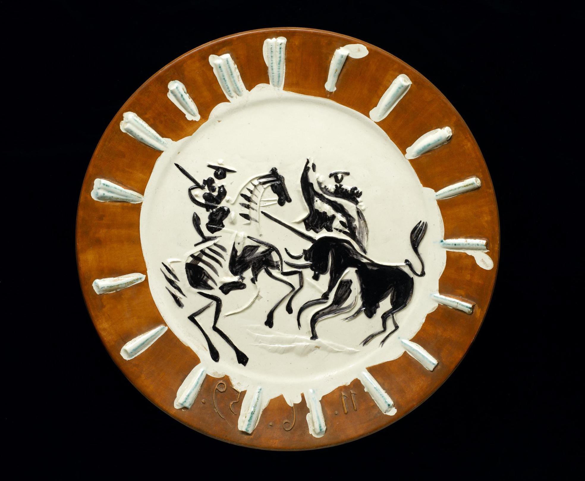 Ceramic dish entitled 'Scene de Tauromachie', designed by Pablo Picasso in the 1950s