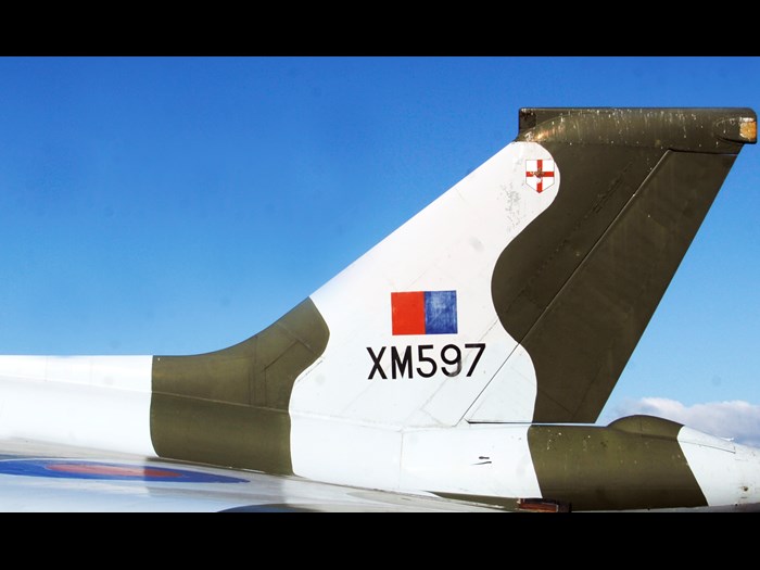 Tail fin of Avro Vulcan XM597 at National Museum of Flight, East Fortune Airfield.