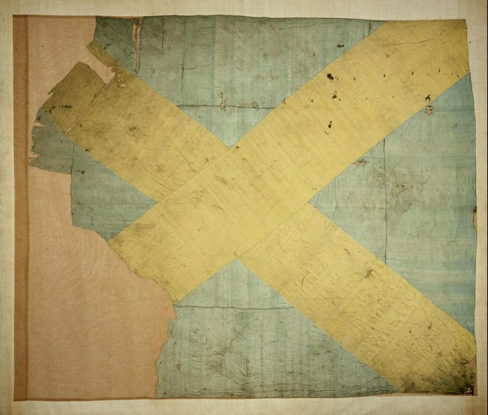This rare Jacobite colour, or flag, was carried by the Appin Stewart Regiment at the Battle of Culloden, a battle which saw the defeat of Bonnie Prince Charlie and the Jacobite cause.