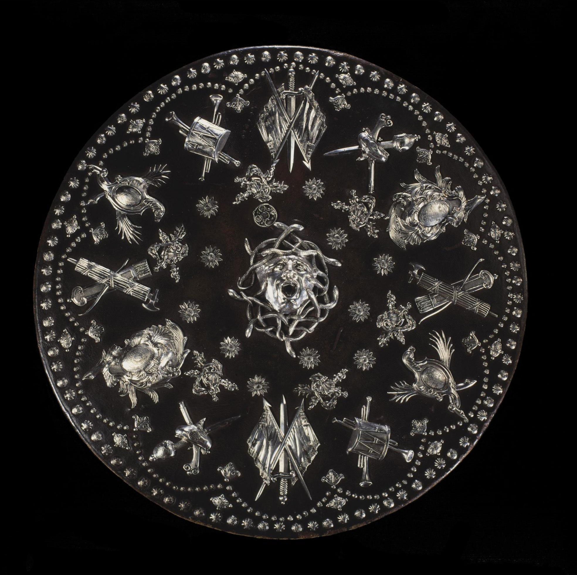 This targe, or shield, was presented to Prince Charles before Culloden, but abandoned when the Prince fled the field after the Jacobites were defeated.