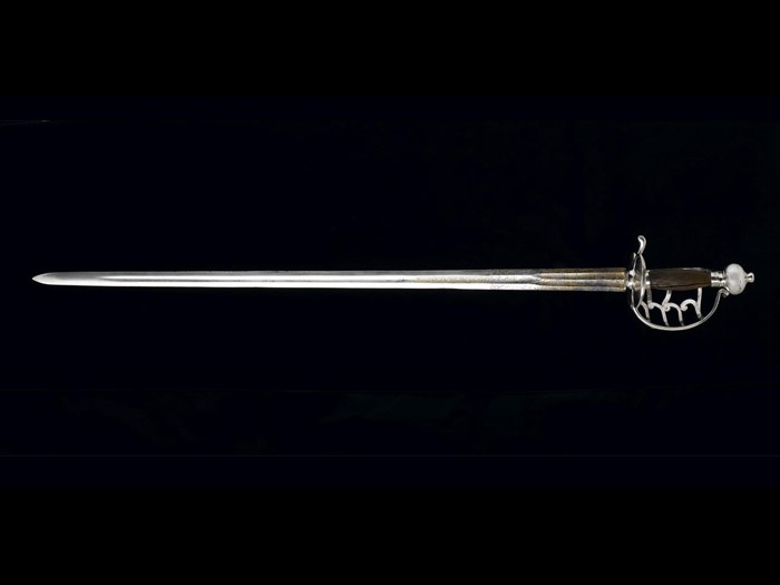 The inscription on this broadsword shows support for James ‘VIII’, the son of the deposed King James VII and father of Bonnie Prince Charlie