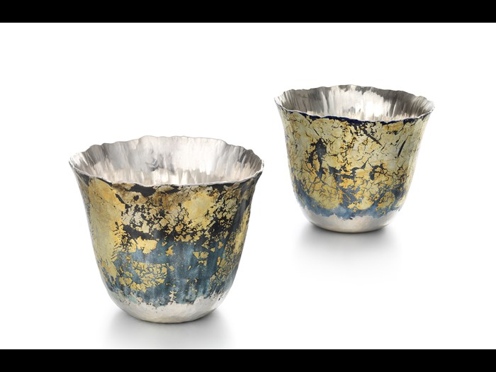 'Tectonic beakers I and II', 2014, Malcolm Appleby and Jane Short. Measurements: Height 7.2cm Width 8.5cm. Image © The Goldsmiths’ Company. Courtesy ‘Collection: The Worshipful Company of Goldsmiths'.'