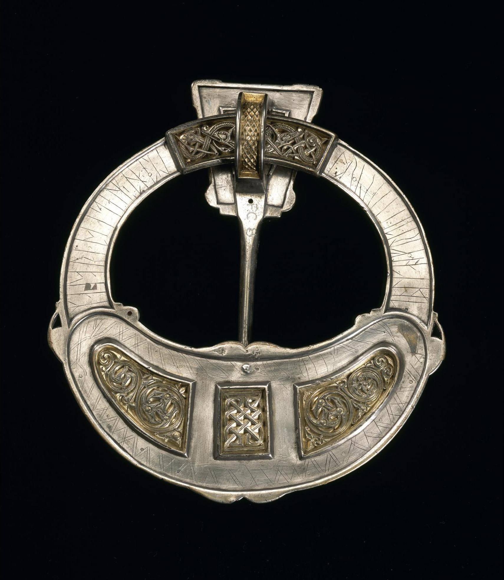 Hunterston Brooch, an early Christian brooch with panels of gold filigree in Celtic and Anglo-Saxon styles, from Ireland or the West of Scotland, c. 700 AD