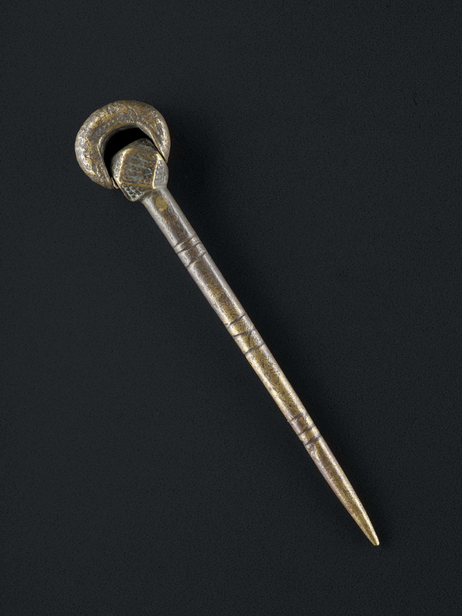 Image of Ringed pin with polygonal brambled head, from Heisker, North Uist, 875 - 1100 AD © National Museums Scotland