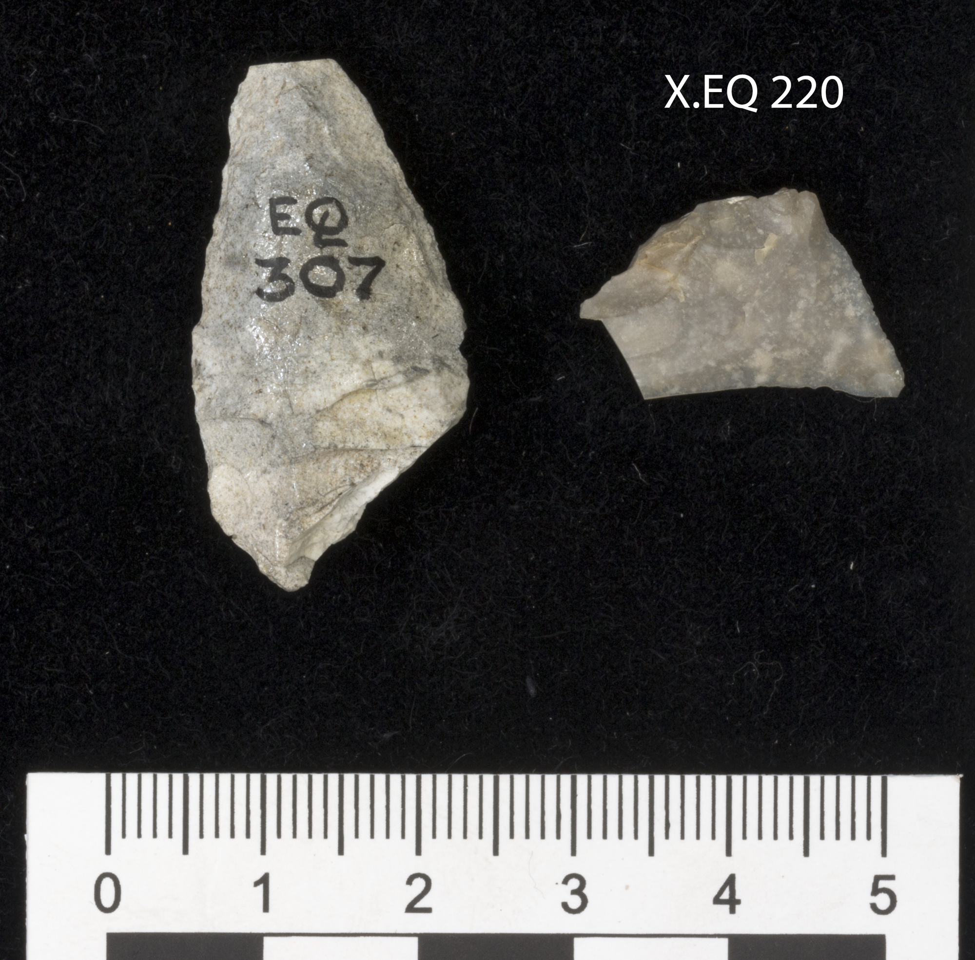 Image of Small triangular flint knife from Balcalk, Tealing, Angus © National Museums Scotland