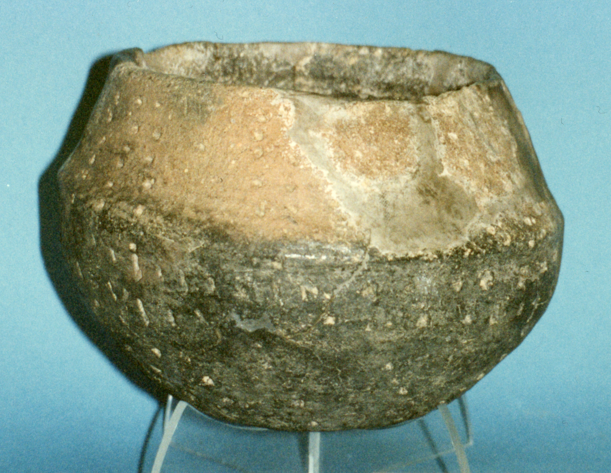 Image of pottery urn, round-bottomed, ornamented, from South Compartment, Bickers